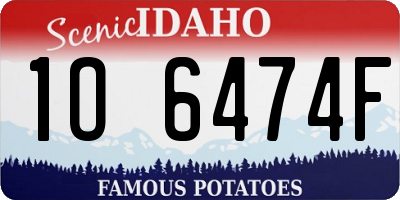 ID license plate 1O6474F