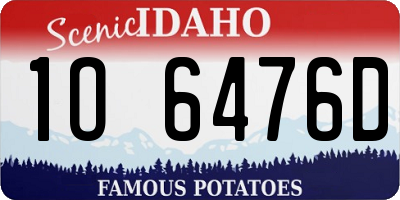 ID license plate 1O6476D