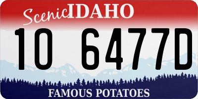 ID license plate 1O6477D