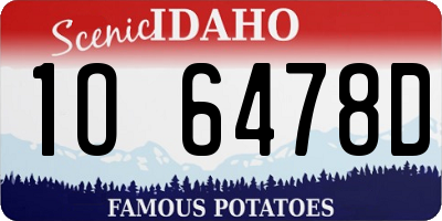 ID license plate 1O6478D