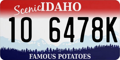 ID license plate 1O6478K