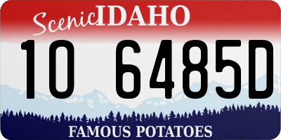 ID license plate 1O6485D
