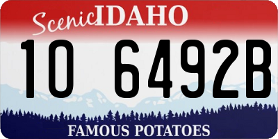 ID license plate 1O6492B
