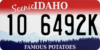ID license plate 1O6492K