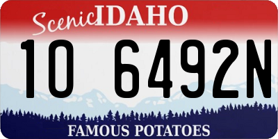 ID license plate 1O6492N