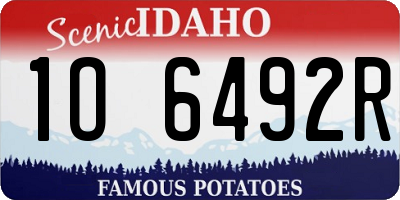 ID license plate 1O6492R