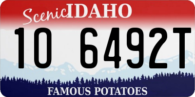 ID license plate 1O6492T