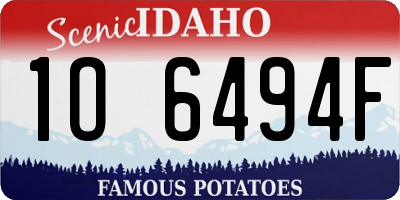 ID license plate 1O6494F