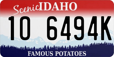 ID license plate 1O6494K