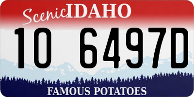 ID license plate 1O6497D