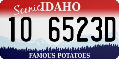ID license plate 1O6523D