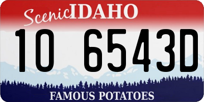 ID license plate 1O6543D
