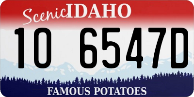 ID license plate 1O6547D