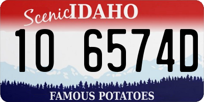 ID license plate 1O6574D