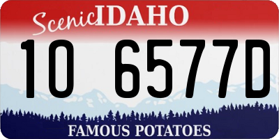 ID license plate 1O6577D