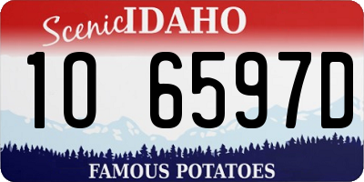 ID license plate 1O6597D