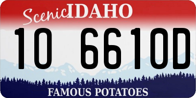 ID license plate 1O6610D