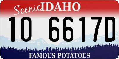 ID license plate 1O6617D
