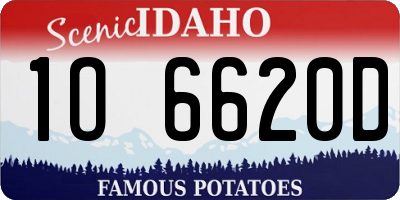 ID license plate 1O6620D