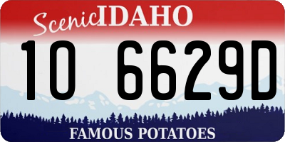 ID license plate 1O6629D