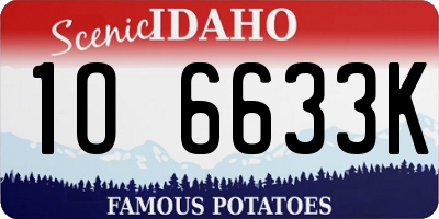 ID license plate 1O6633K