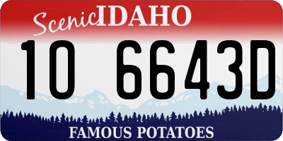 ID license plate 1O6643D