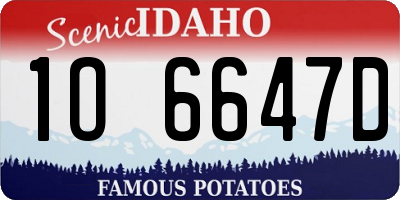 ID license plate 1O6647D
