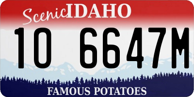 ID license plate 1O6647M