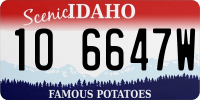 ID license plate 1O6647W