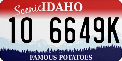ID license plate 1O6649K