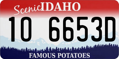 ID license plate 1O6653D