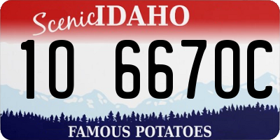 ID license plate 1O6670C