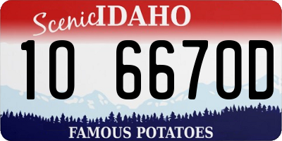 ID license plate 1O6670D