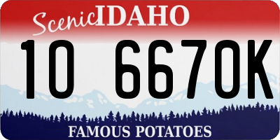 ID license plate 1O6670K
