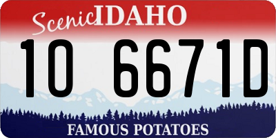 ID license plate 1O6671D