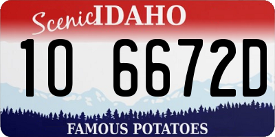 ID license plate 1O6672D