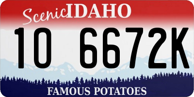 ID license plate 1O6672K