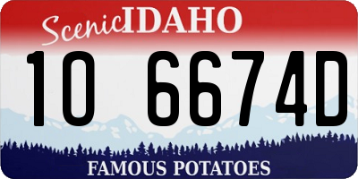 ID license plate 1O6674D