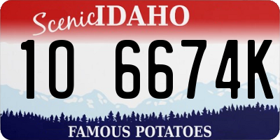 ID license plate 1O6674K
