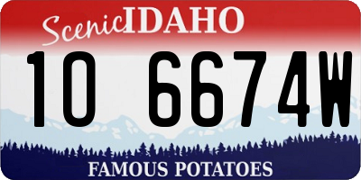 ID license plate 1O6674W