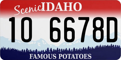 ID license plate 1O6678D