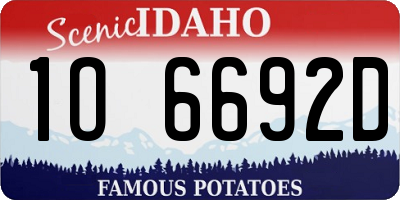 ID license plate 1O6692D