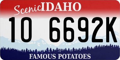 ID license plate 1O6692K