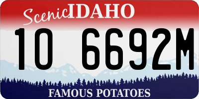 ID license plate 1O6692M