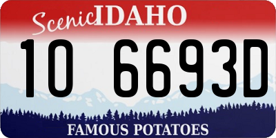 ID license plate 1O6693D