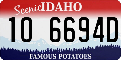 ID license plate 1O6694D