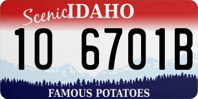 ID license plate 1O6701B