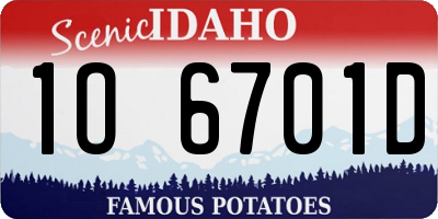 ID license plate 1O6701D