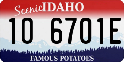 ID license plate 1O6701E