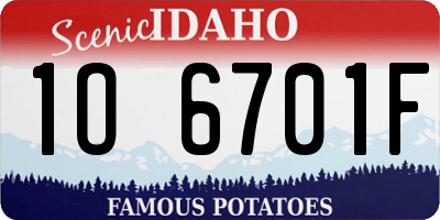 ID license plate 1O6701F